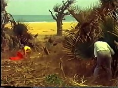 White girl on African beach vintage